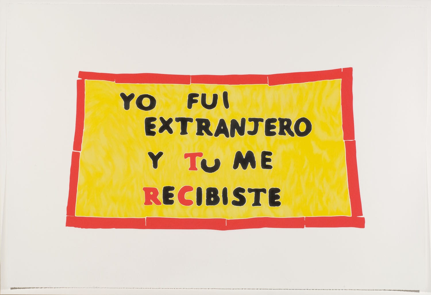 Andrea Bowers, Church Banners (Adalberto United Methodist Church, Chicago, Member of New Sanctuary Movement), 2007/2008. Color pencil on paper. Diptych; each 50 × 74 in. Courtesy of the artist and Vielmetter Los Angeles. Photo: Robert Wedemeyer.